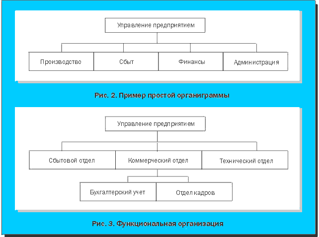 Рис. 2. Пример простой органиграммы; Рис. 3. Функциональная организация