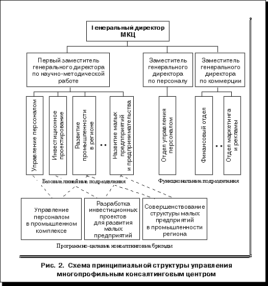 Рис.2. Схема принципиальной структуры управления многопрофильным консалтинговым центром